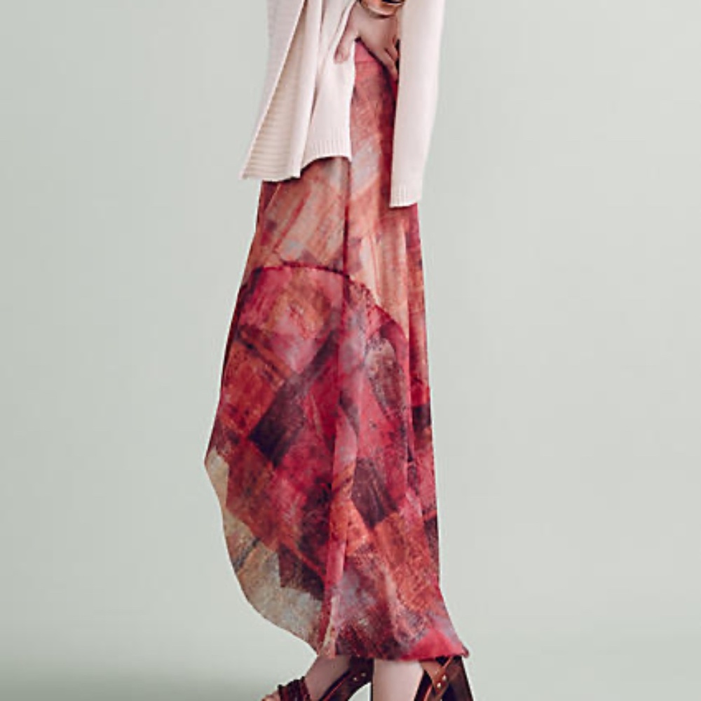 Anthropologie x Weston Fallen Sun Handkerchief Maxi Skirt, Size Medium - Picture 9 of 10